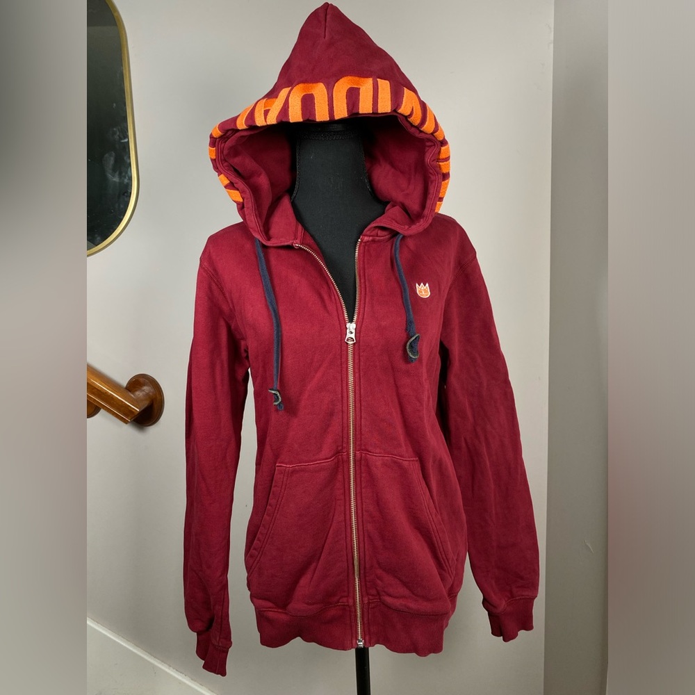 Men’s Small Cult of Individuality Maroon Orange Embroidered Hood Hoodie